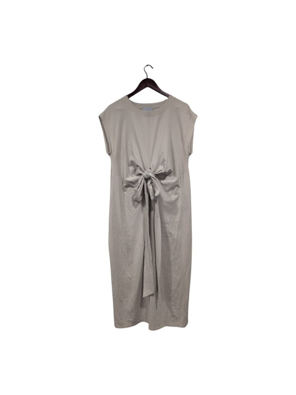 Modern Citizen Womens Fei Tie Front Organic Cotton Midi Dress Luxury Beige XL